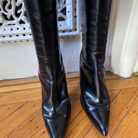 PRADA Spazzolato Knee High Stiletto Boots Size 8.5 - Picture 5 of 11